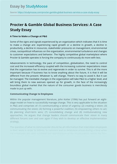 procter and gamble global|Case Study: Procter and Gamble’s Business Strategy Essay.
